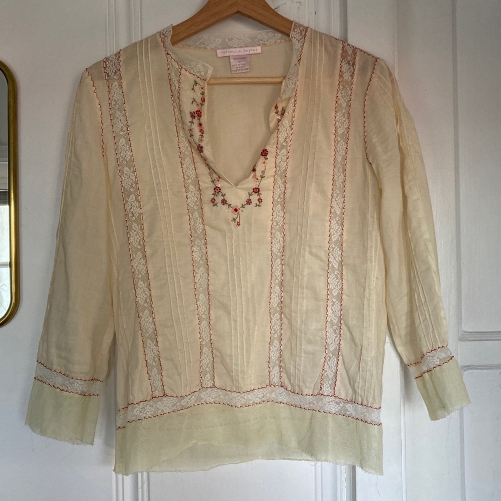 Vintage Rebecca Taylor Floral Blouse, Sz 4/Small